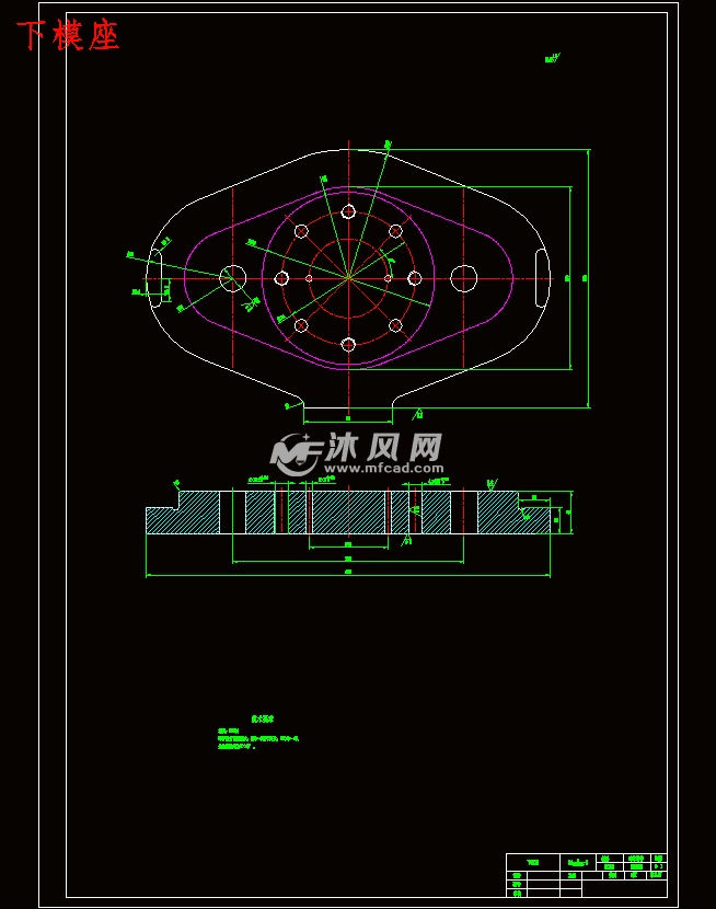 半圆形卡槽的落料拉深复合模具设计图 - 冲压模具图纸