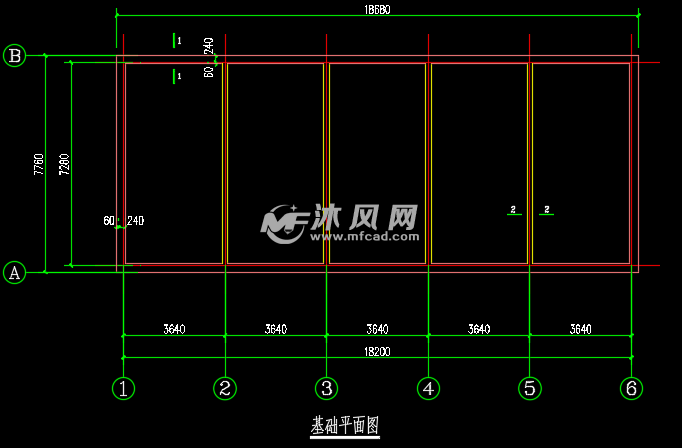 项目部工地活动板房基础平面图