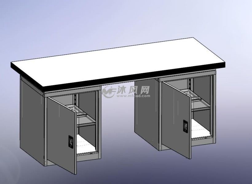 办公桌三维 - 办公用品图纸 - 沐风网