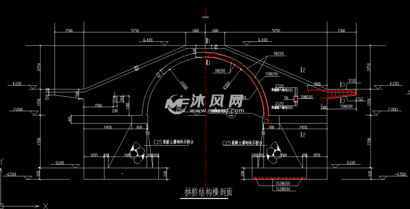 古典中式单孔人行拱桥设计施工图