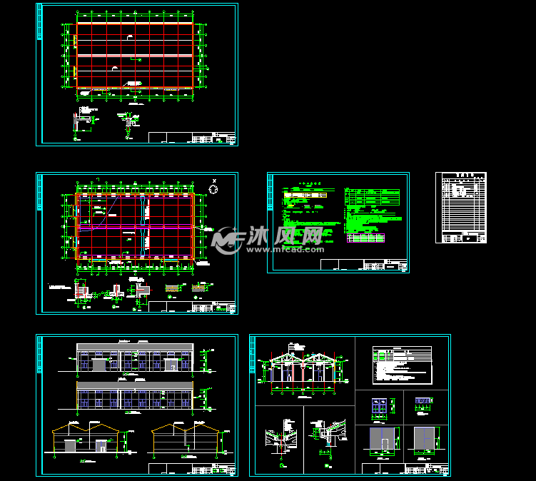 塑料制品加工车间三角形屋架排架厂房建筑图