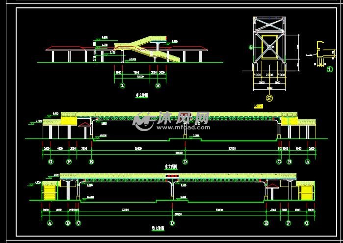 钢构立面图基础布置图桥结构平面图人行天桥设计图