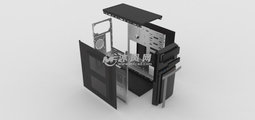 台式电脑机箱外壳设计模型爆炸图