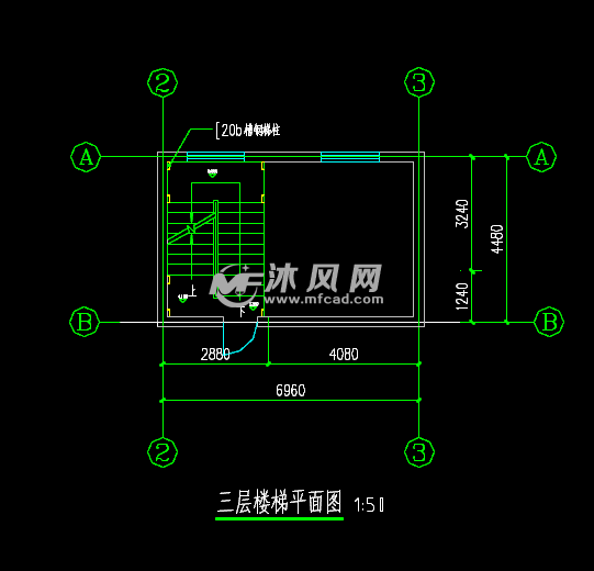 钢结构楼梯二层平面图