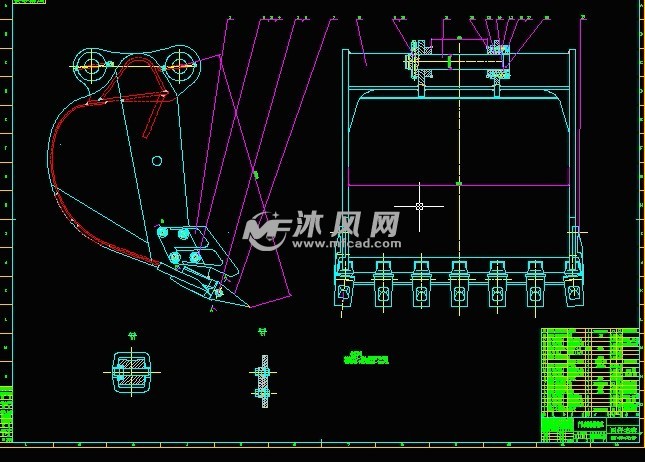 20吨挖掘机铲斗 - 工程机械/建筑机械图纸 - 沐风网