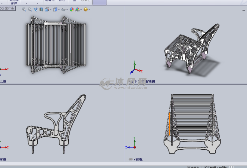 缆绳编制的座椅设计模型三视图
