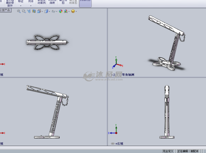 模块化的折叠台灯设计模型三视图