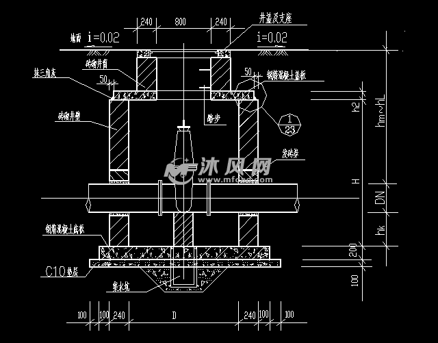 水表井闸阀井室外消火栓大样图