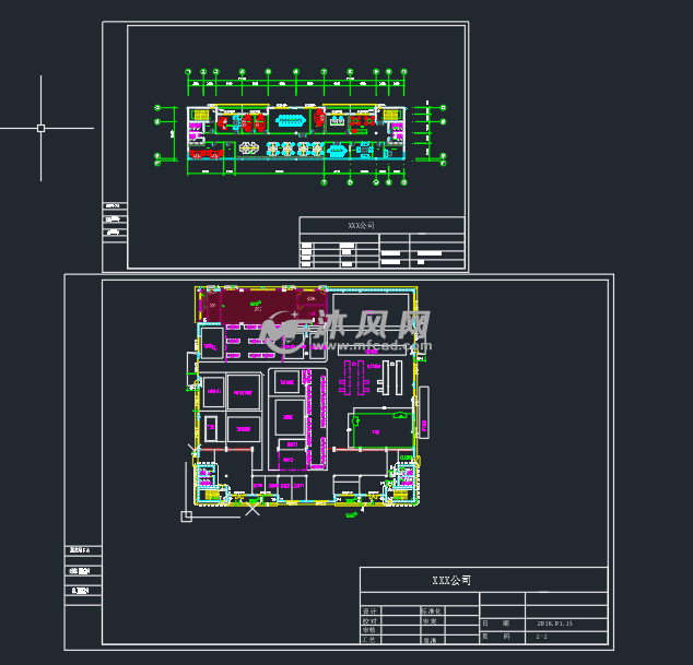 某厂房办公区和工厂平面布置图 - cad建筑图纸 - 沐风