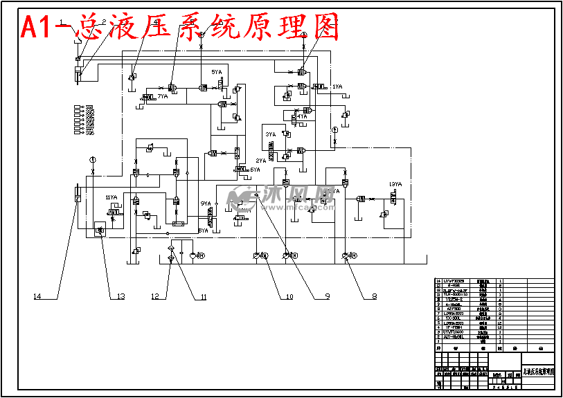 摩托车轮毂液态模锻液压机液压系统设计原理图