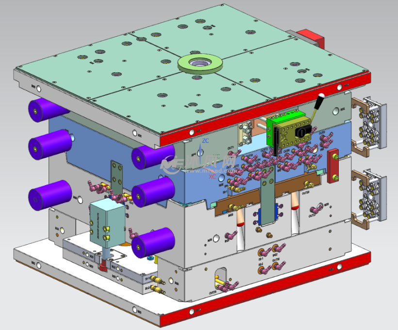 汽车b柱饰板模具3d图档 - 注塑模图纸 - 沐风网