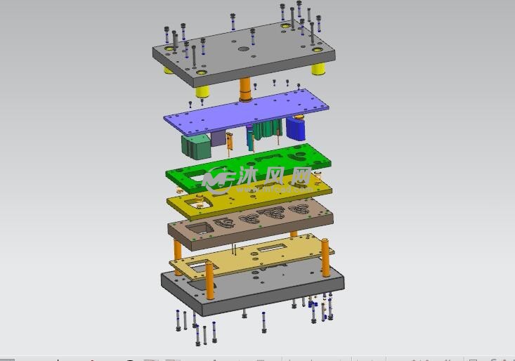 外罩级进模3d爆炸图
