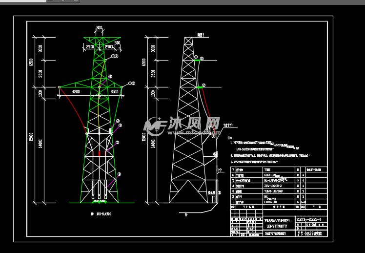 单回路电缆终端铁塔安装图
