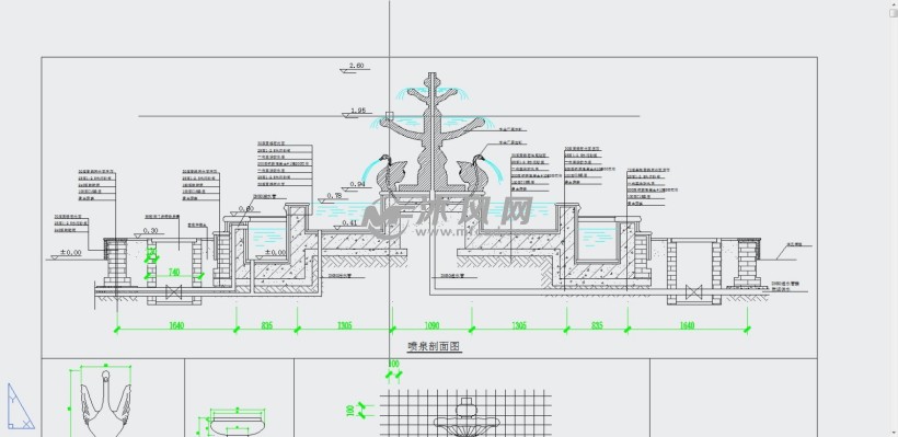 喷泉剖面图