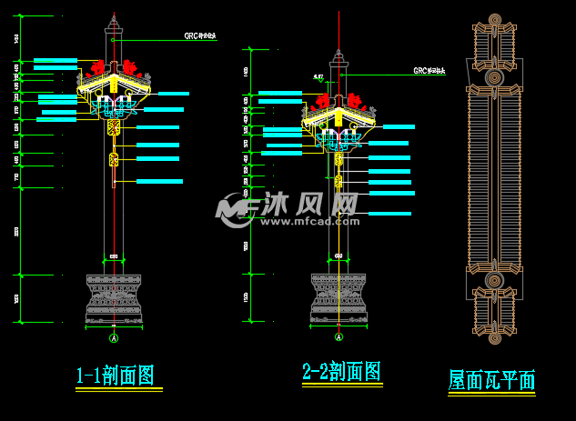 标准中式牌坊建筑设计施工图