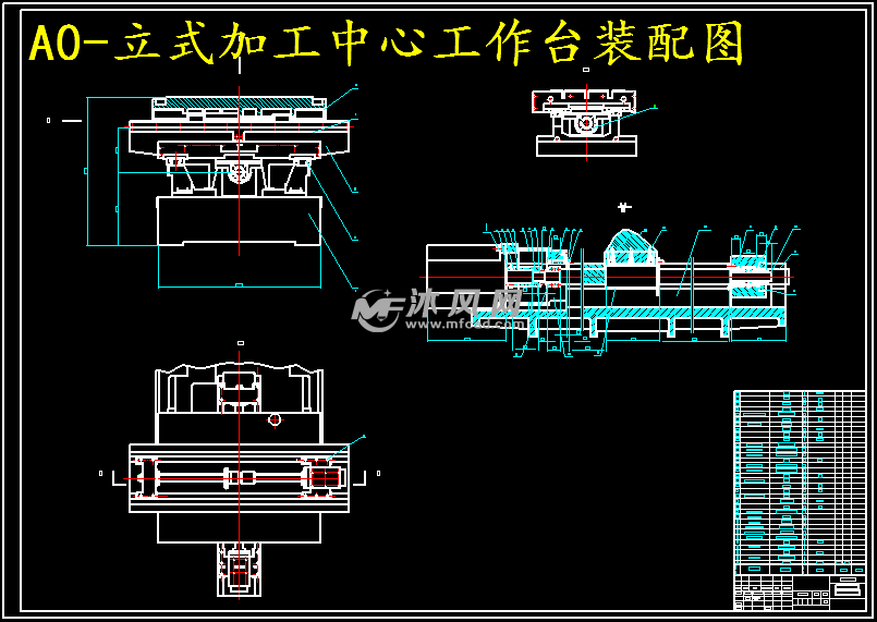 a0-立式加工中心工作台装配图