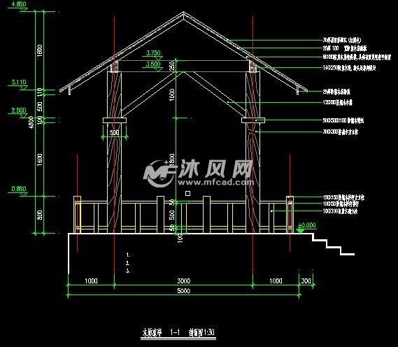 木制凉亭结构图