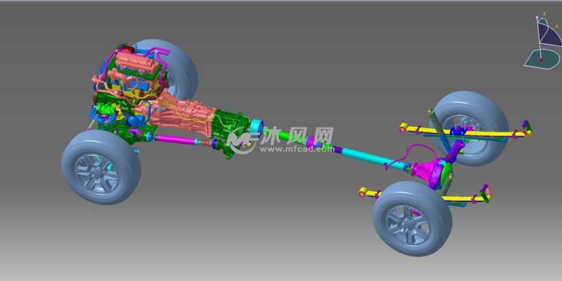 四驱汽车底盘动力结构模型