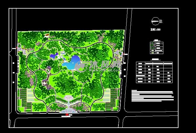 某城市绿地公园绿化图 建筑规划图图纸 沐风网