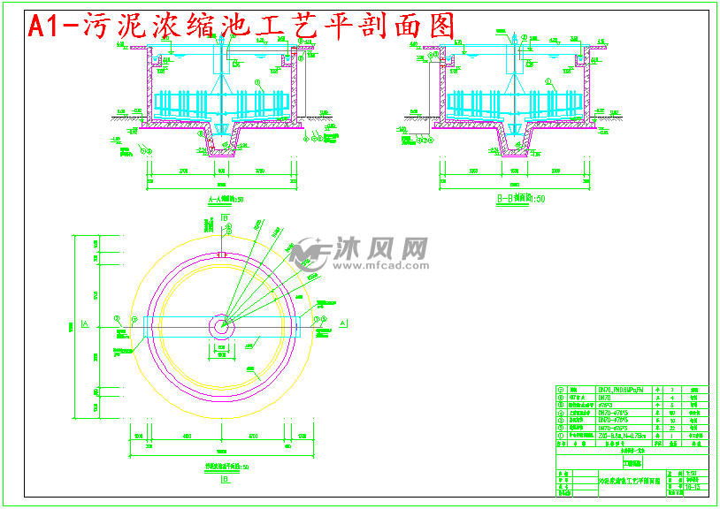 a1-污泥浓缩池工艺平剖面图