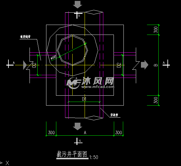 污水交汇井大样图和截污井大样图