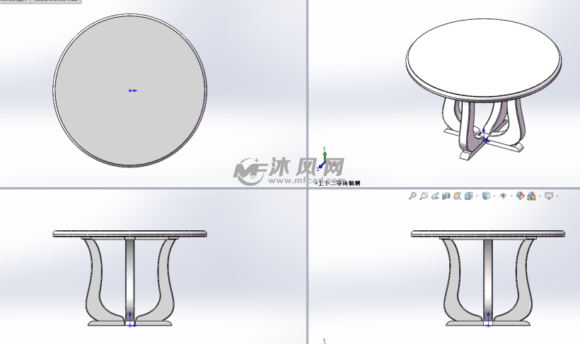 实木圆桌模型设计图 - 桌图纸 - 沐风网