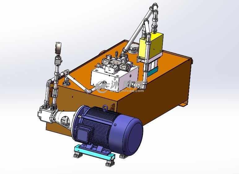 液压泵站设计三维 液压及气动元件图纸 沐风网