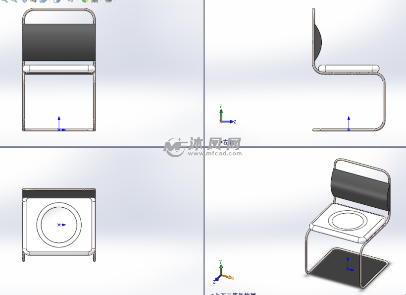 圆管办公椅模型三视图