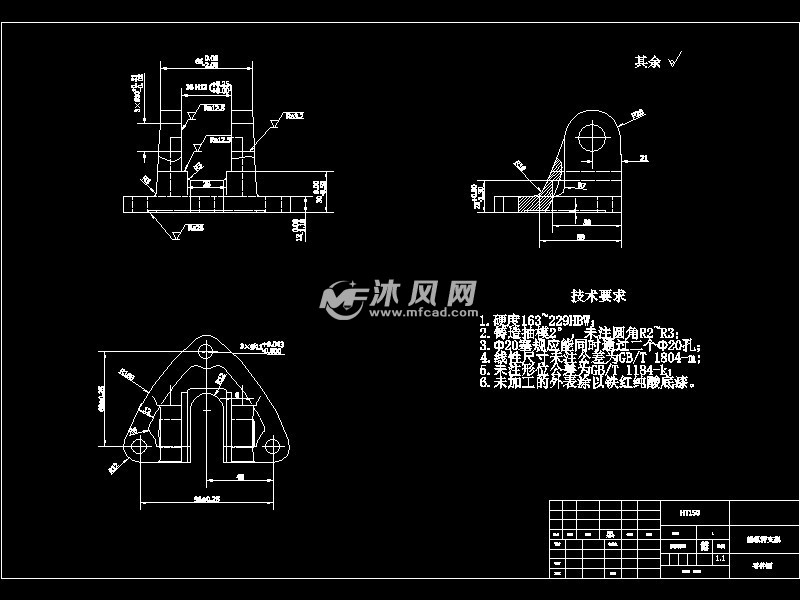 操纵杆支架零件图