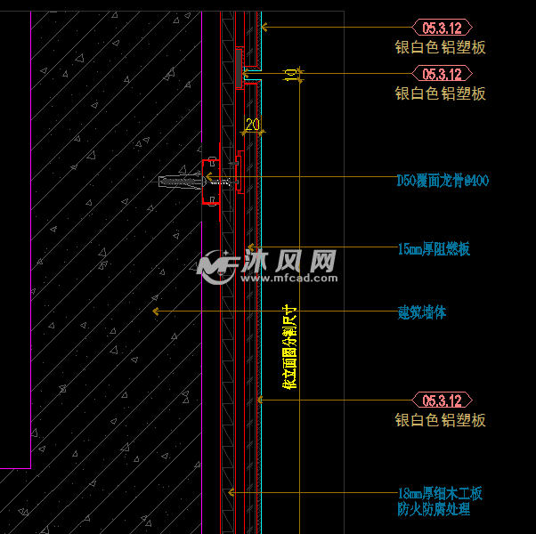 墙面铝塑板节点图