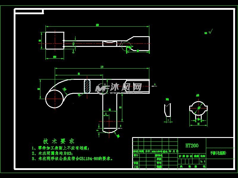 车床手柄加工工艺及铣m16孔端面气动夹具设计 - 设计方案图纸 - 沐风