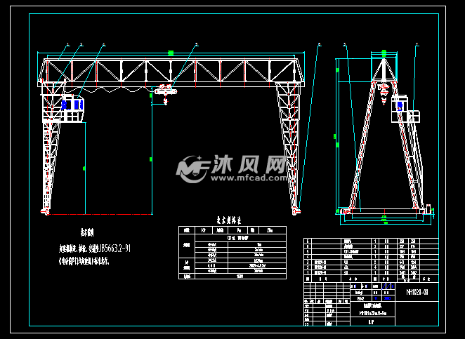 10t桁架门式起重机主结构图纸