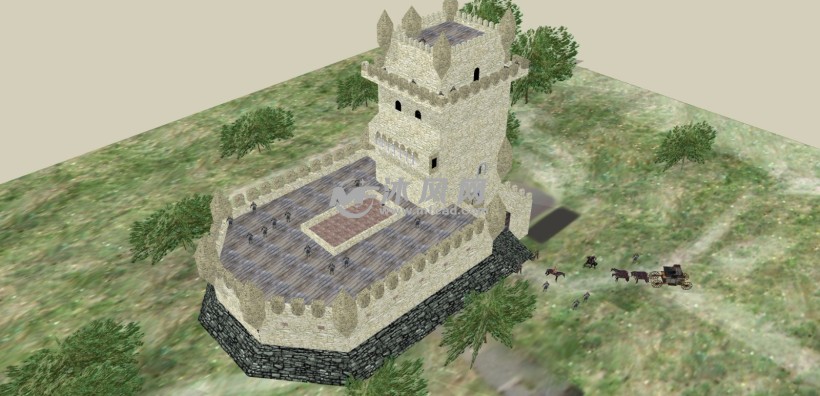 欧洲中世纪古城堡宫殿古建筑景观设计
