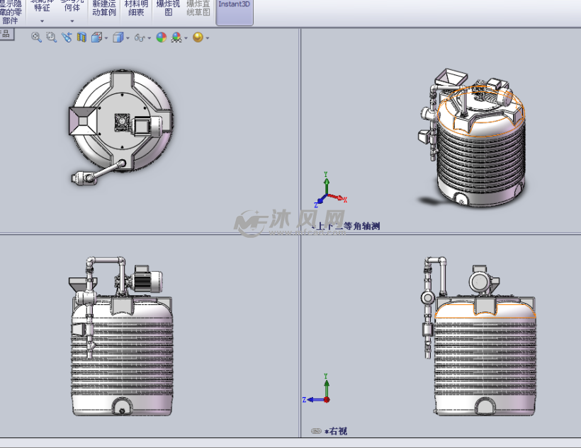 水泥搅拌槽罐设计模型三视图