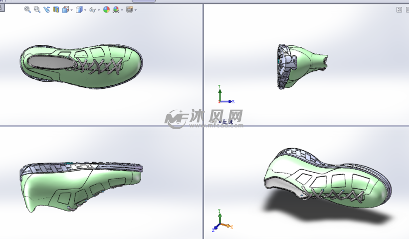 男士鞋子设计模型三视图