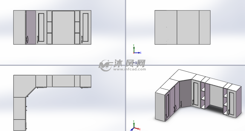 厨房橱柜模型三视图