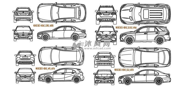 100多种汽车三视图合集