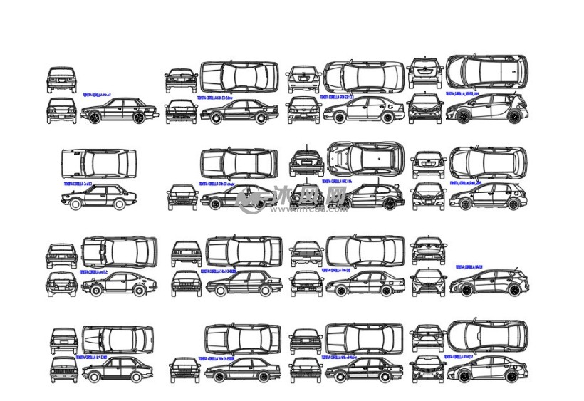 100多种汽车三视图合集