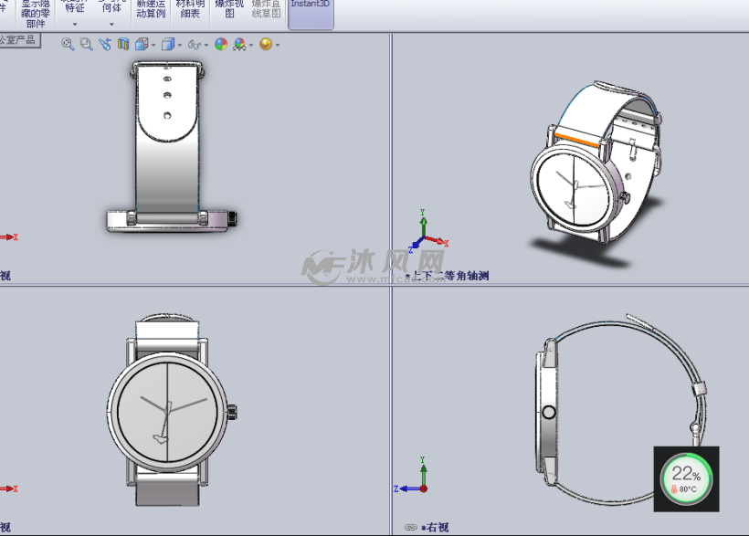 电子手表设计模型三视图