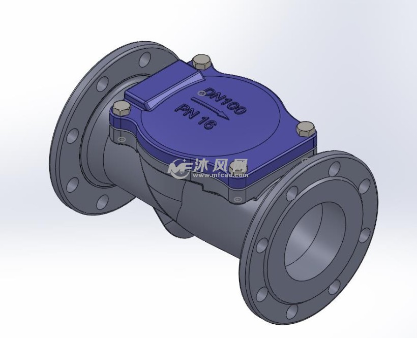 dn100橡胶瓣止回阀 阀体图纸 沐风网