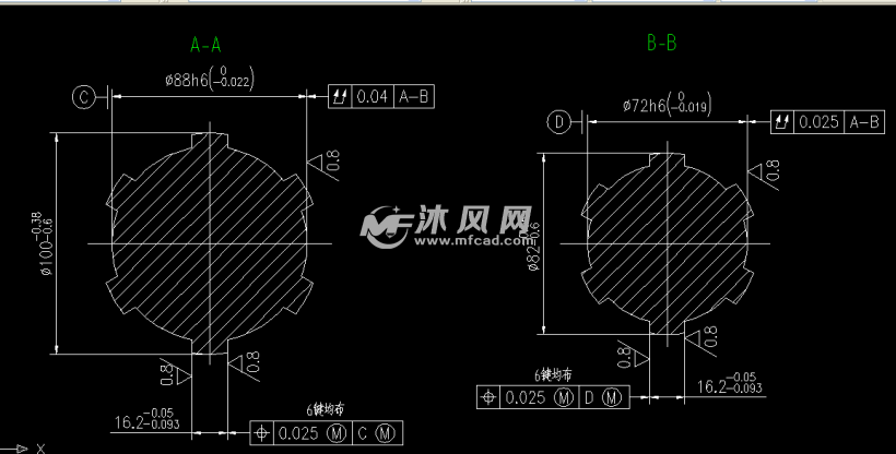 精密花键轴加工尺寸详图