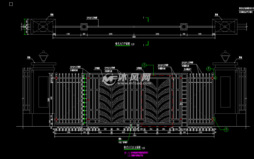cad图纸 建筑图纸 详图,图库 大门结构图纸