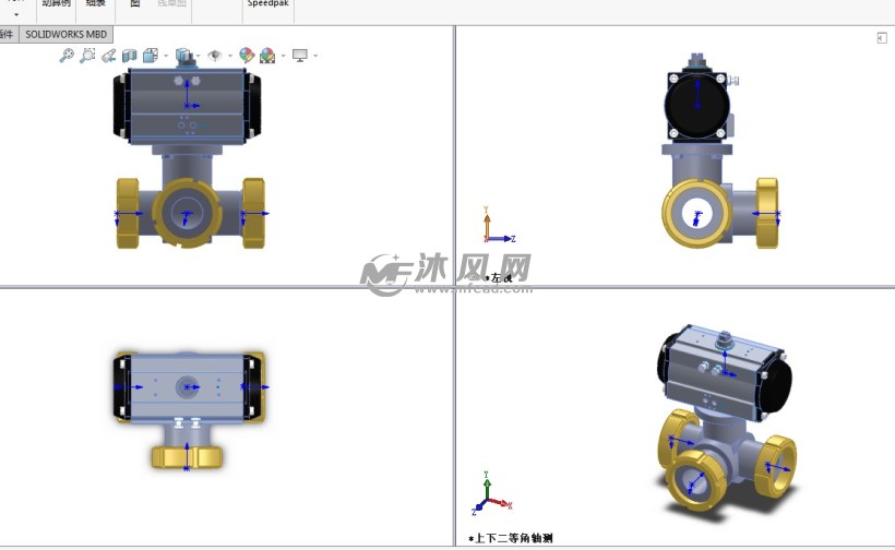 气动三通阀3d模型