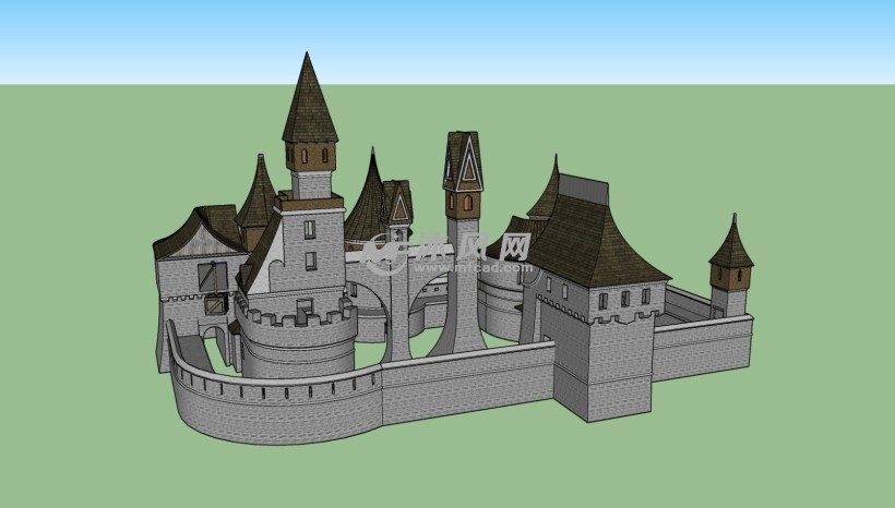 欧美城堡的su模型设计 - 中外古建筑模型图纸 - 沐风网
