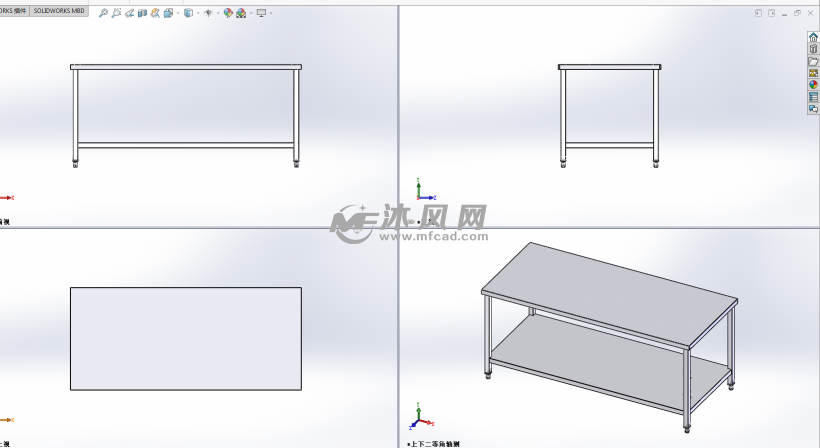 双层工作台三视图