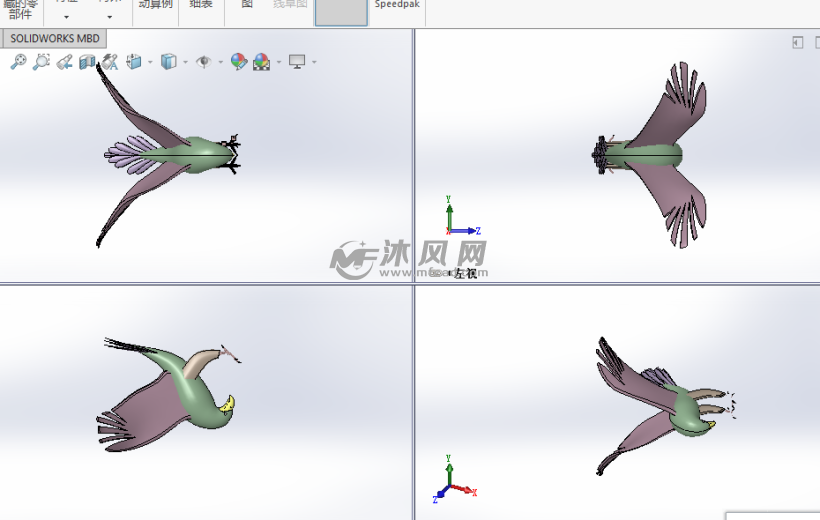 老鹰3d模型图三视图