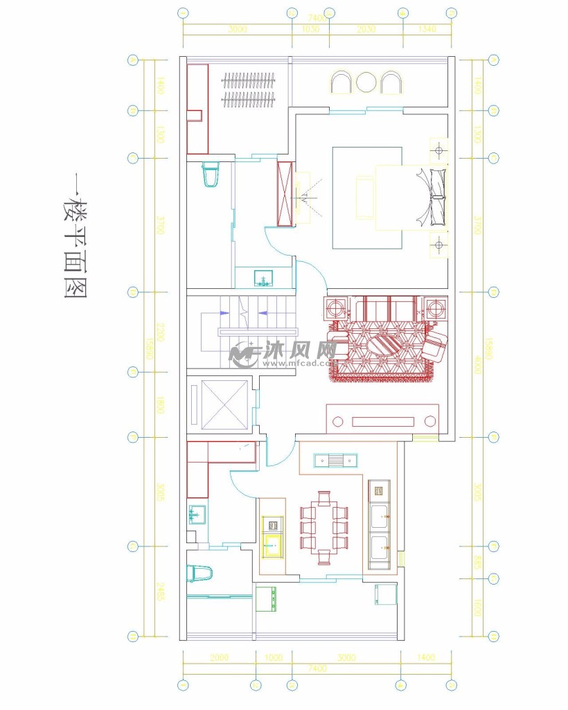 两层住宅cad平面图