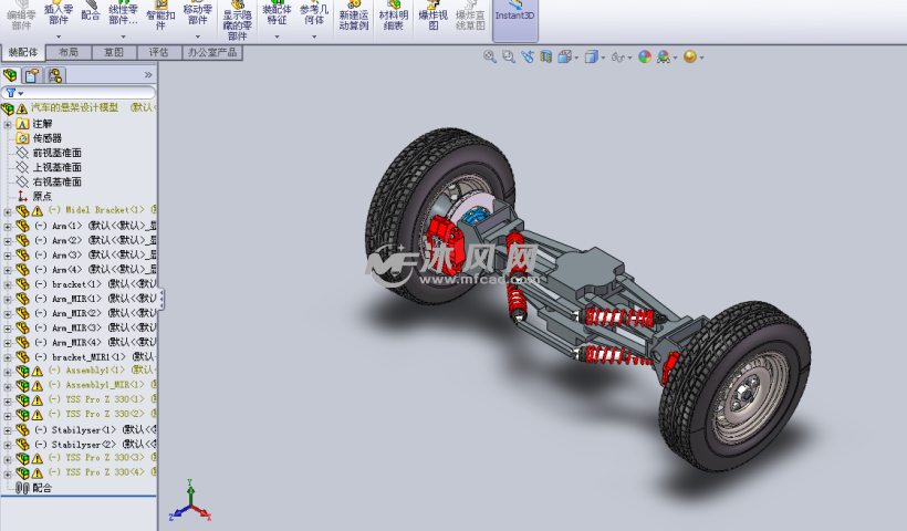 汽车的悬架设计模型树特征模型图