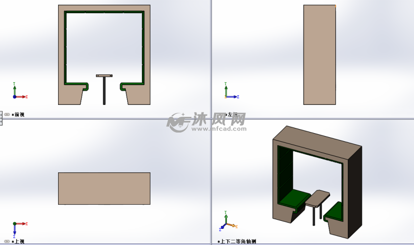 方形卡座模型 - 家具家装图纸 - 沐风网