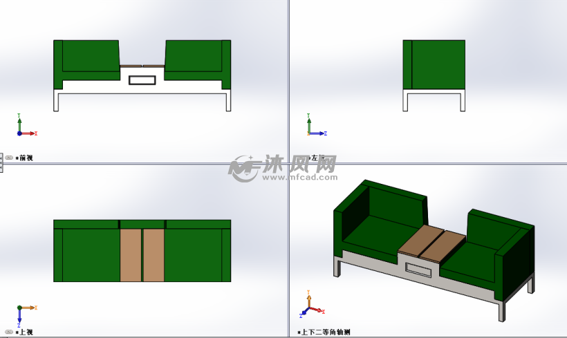 休闲沙发设计模型三视图